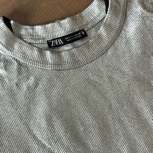 Zara Metallic Ribbed Foil Tee
